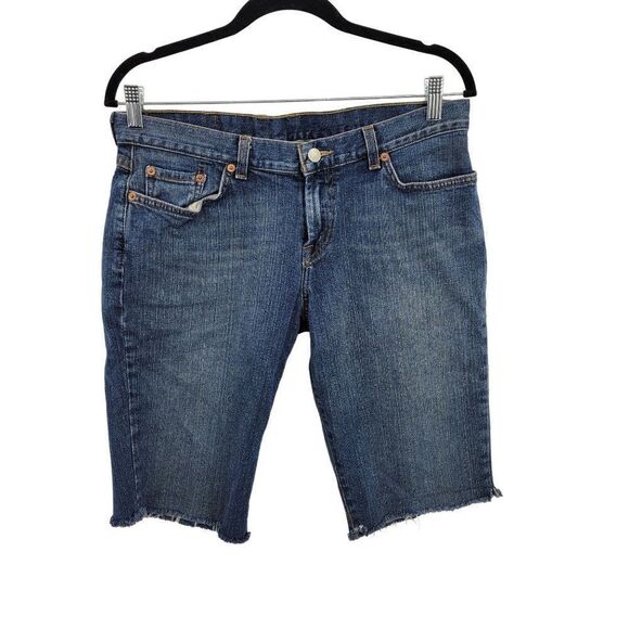 Lucky Brand Dungarees Mid-Rise Cut-Off Denim Shorts 10/30 Dark Wash Bermuda - Picture 1 of 14